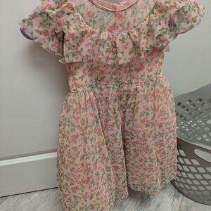 Mini Boden Girls 4-5 Nwt Rose Floral Tulle Dress.